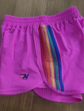Aviator Nation Neon Pink 5 Stripe Flex Board Shorts Kids Size 12 -&-3819